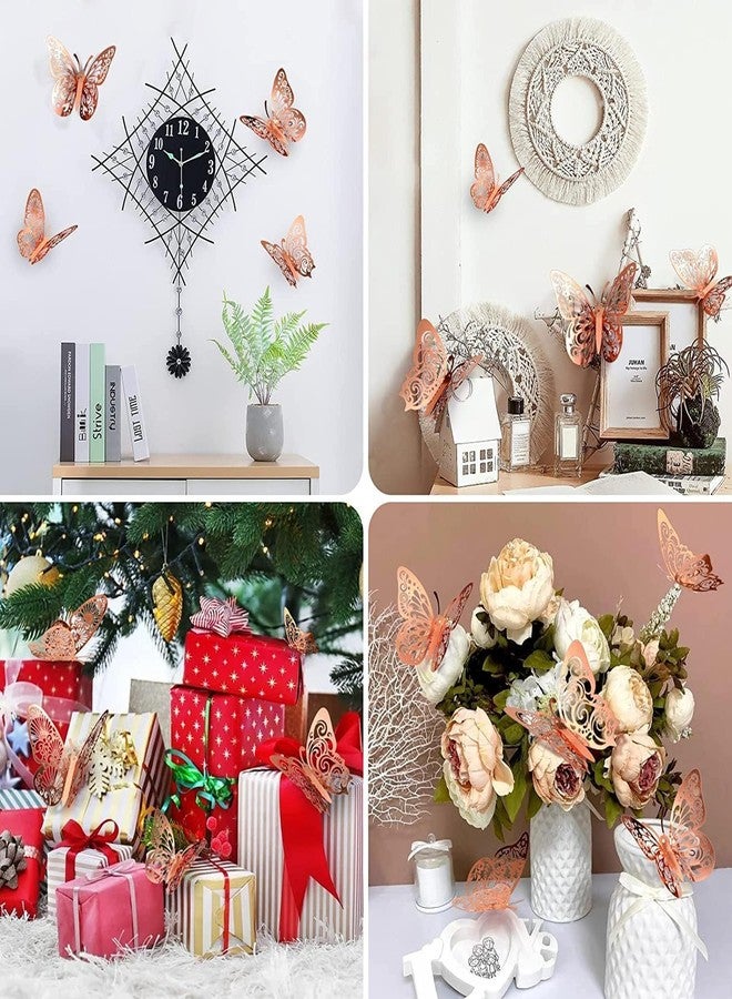 PRABODH™ 12pcs Butterfly for Decoration Items for Wall Decor of Home, 3D Butterflies for Room, Bedroom, Living Room, Artificial Metal Stickers (Rose Gold) (Pack of 1) - Image 5